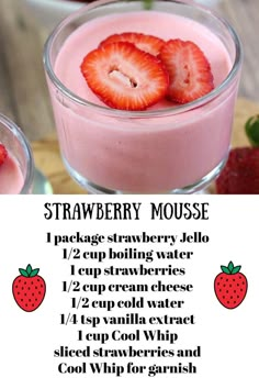 strawberry mousse recipe with instructions for making it