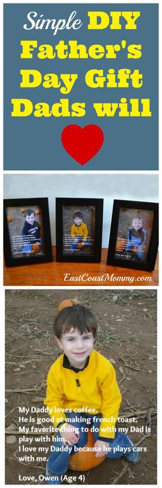 a collage of photos with the words simple diy father's day gift dads will love