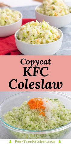 two bowls filled with coleslaw next to each other