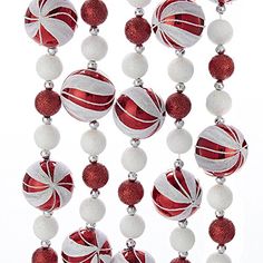 6 Foot Glitter Candy Ball Garland - The Country Christmas Loft Candy Cane Decorations, Candy Balls, Gingerbread Christmas Decor, Red And White Christmas, Peppermint Christmas, Red White Christmas, Ball Garland, Christmas Tree Garland, Tree Garland