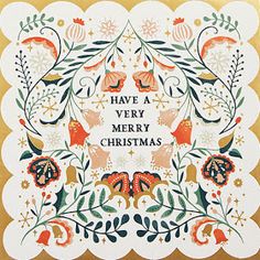 a christmas card with the words have a very merry christmas written in floral designs on it