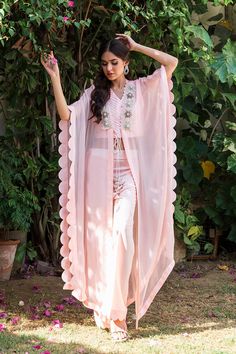 Experience Raya | Pakistani Designer Dress | Shireen Lakdawala Cape Suits Indian, Shurgs Designs Dress, Shrug Style Dresses Indian, Handwork Dress Design, Long Cape Dress Indian, Long Shrugs Outfit Indian, Karvachauth Dresses, Net Shrug Design, Dress Stiching Designs