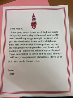 a letter from santa claus to his daughter on her christmas day, with the message i love you so much