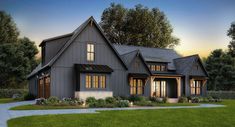 this is an artist's rendering of the front elevation of these craftsman - style home plans