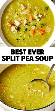 Best split pea soup recipe with ham bone Pea Soup Crockpot, Split Pea Soup Crockpot, Pea Soup Recipe, Split Pea Soup Recipe, Pea And Ham Soup, Ham Bone, Homemade Soup Recipe, Ham Soup, Split Pea Soup