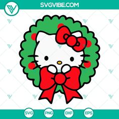 hello kitty christmas wreath svg file