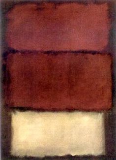 an abstract painting with red, white and brown colors