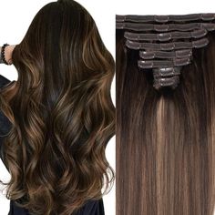 PRICES MAY VARY. 【High Quality】#2/6/2 clip in hair extensions are made of 100% unprocessed virgin hair, which can blend perfectly without cornrows, silk and smooth, can be strengthened, curled, dyed, like your own hair! 【A Set of 8 Piece & Tips】Pobokix clip in hair extensions real human hair , 8 pieces 120g with 18 clips per set. Usually 2 sets is recommended to make a full head to add hair length and volume, 3 sets are suggested if you want thicker 【Lace Weft】Handmade lace weft remy hair extens Brown Clip In Hair Extensions, Balayage Dark Brown, Balayage Dark, Extensions Clip In, Hair Extensions Clip, Real Human Hair Extensions, Remy Hair Extensions, Clip In Extensions, Clip In Hair