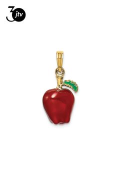 14k yellow gold 3D delicious apple Pendant with red enamel. Measures approximately 7/8"L x 7/16"W and has a 5mm bail. School Jewelry, Popular Jewelry, Womens Glasses, Jewelry Maker, Red Apple, Focal Bead, Turquoise Jewelry, Jewelry Making Beads, Online Jewelry