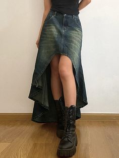 2000s Clothes, High Waisted Denim Skirt, Nature Dress, Skirt Y2k, Denim Chic, Denim Skirt Women, Lined Jeans, Long Skirts For Women, Slim Denim