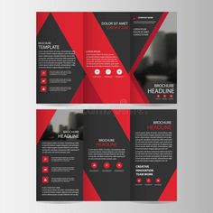 a red and black tri fold brochure design template royalty illustration