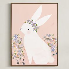 Bunny . Wall Art Leaves, Kids Art Print, Kids Room Deco, Bunny Wall Art, Art Leaves, Kids Canvas Art, Rabbit Wall Art, Wall Art For Kids, Bunny Nursery