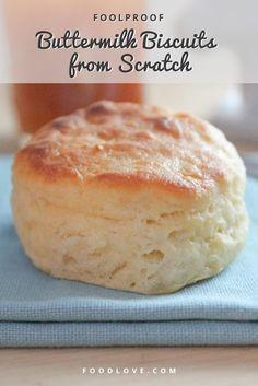 buttermilk biscuits from scratch on a blue napkin