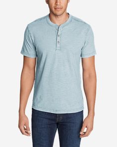 Men's Legend Wash Short-sleeve Slub Henley Shirt | Eddie Bauer Summer Wear Men, Henley Shirt, Mens Fashion Casual, Summer Wear, Mens Summer