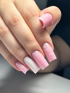 Multicolor  Collar    Uñas de Color Embellished Milky Pink Nails, Kutek Disney, Milky Pink, Nagel Tips, Fake Nails With Glue, Nails Set, Her Nails, Pink Acrylic Nails, Square Acrylic Nails