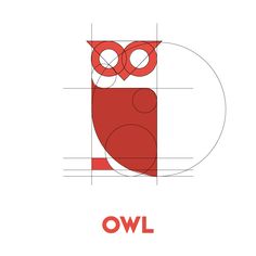 an owl is shown with the word owl in it's center and red letters below