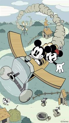 Mickey & Minnie Mouse Flying Disney Poster, Retro Disney, Images Disney, Mickey Mouse Art, Disney Background, Cute Disney Pictures, Disney Posters, Disney Phone Wallpaper, Mickey Mouse Wallpaper