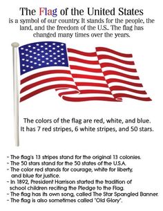 the flag of the united states is a symbol of our country it stands for the land, and the freedom of the u s