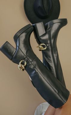 Chunky Leather Boots, No Love Lost, Love Lost, Chunky Gold Chain, No Love, Rounded Square, Chunky Block Heels, Leather Boot, Lost Love