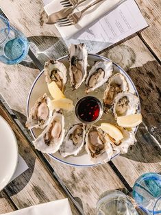 oysters on the half shell with butter and red wine