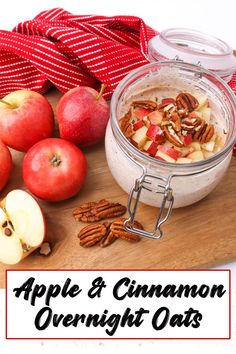 This chilled apple and cinnamon overnight oat recipe is filled with warm spices, natural sweetener, and crisp red apples. Cinnamon Overnight Oats Healthy, Oats Healthy Breakfast, Easy To Make Breakfast, Overnight Oats Recipe Healthy