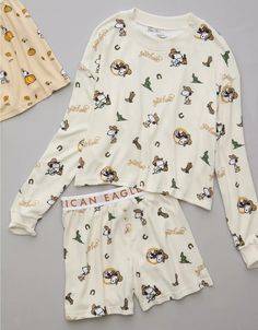 AE Peanuts Western Plush PJ Set American Eagle Pajamas, Cute White Sleepwear With Character Print, Cute White Character Print Sleepwear, Casual White Sleepwear With Character Print, Super Soft Comfortable White Sleepwear, White Super Soft Comfortable Sleepwear, White Super Soft Casual Sleepwear, Comfortable Super Soft White Sleepwear, Casual Super Soft White Sleepwear