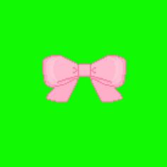 an animated pink bow on a green screen