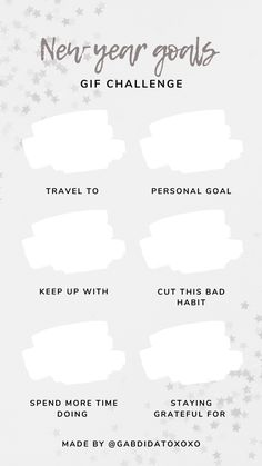 the new year goals game is shown in white with silver stars and text on it