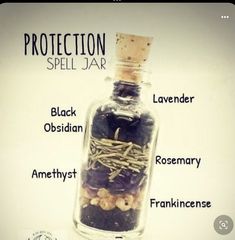 Bottle Spells Witches, Anti Negativity Spell Jar, Strong Protection Spell Jar, Witch Bottles Recipes, Crystal Spell Jars, Easy Spell Jars Recipes, Witch Spell Jars, Bottle Spells, Protection Jar