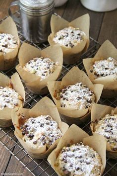 there are many muffins on the cooling rack