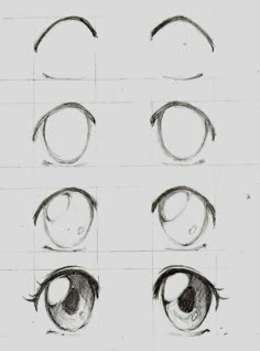 the steps to draw an anime eye step by step drawing for beginners, with eyes drawn