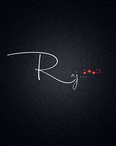 the word r is spelled with red hearts on a black background in cursive writing