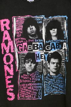 a black shirt with pink and blue writing on it that says ramon's gaba gaba hey