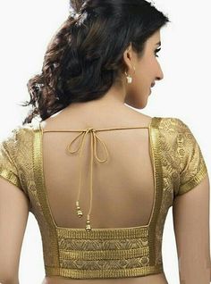 Golden Blouse Designs, Gold Blouse Designs, Golden Blouse, Backless Blouse Designs, Fashionable Saree Blouse Designs, Blouse Back Neck Designs, Sari Blouse Designs, Silk Saree Blouse Designs