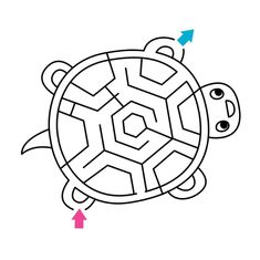 an image of a turtle that is mazed into the shape of a circle with arrows pointing