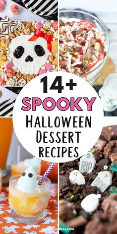 various halloween desserts with spooky decorations