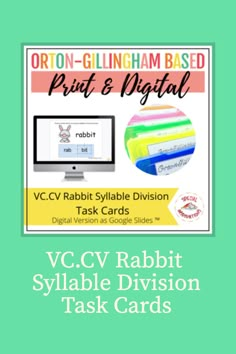 the vccv rabbit sylabe division task cards