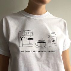 Introducing our "We should get another coffee" shirt! Made from a soft and comfortable fabric, this tee is perfect for every day. Whether you're a coffee lover or just need a little pick-me-up, this t-shirt is the perfect addition to your wardrobe. This shirt also makes the perfect gift for any coffee lover in your life. Show them you care and get them a gift they'll love. Order yours today and show off your love for coffee in style! - lovingly designed by me - Machine washable (max. 40oC) - sup Coffee Lover Aesthetic, Cozy Bakery, More Espresso Less, Lover Aesthetic, Coffee Shop Aesthetic, Coffee Tees, Aesthetic Shirt, Aesthetic White, Coffee Tshirt