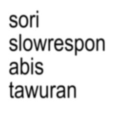 the words are in black and white, with an orange stripe at the bottom that reads sori slowresson abis tauan