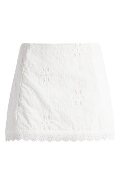 Sweetness and sass define a leggy mini stitched in sweet embroidery and finished with lacy details. Hidden back-zip closure Lined 100% cotton Dry clean Imported Sweet Embroidery, Lace Mini Skirt, Mini Skirt, Mini Skirts, Dry Clean, Nordstrom, Embroidery, Luxury Fashion, Skirt