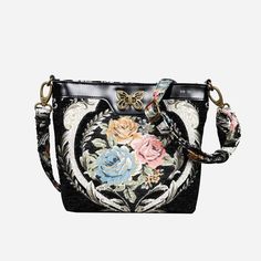 Eternal Elegance Blk Carpet Crossbody Bag carpet bag MCW Handmade Make Up Items, Victorian Carpet, Card Pouch, Metal Butterfly, Carpet Bag, Bronze Metal, Coin Pouch, Vintage Carpet, Glasses Case