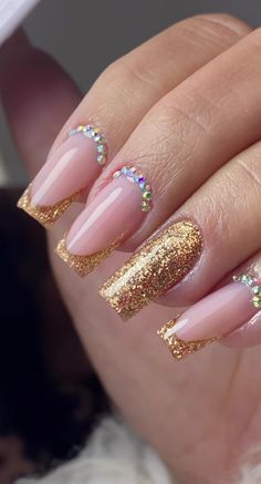 Wow Nails, Pointed Nails, Work Nails, Bling Acrylic Nails, Yellow Nails, Classy Nails, Fancy Nails, Best Acrylic Nails, Gold Nails