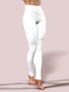 Solid White Non See Through Leggings Plain Simple High Waist Gym Yoga Pants Booty Shaping Activewear Women Workout Clothing Fitness - Etsy Compression Leggings With Wide Waistband For Pilates, Pilates Compression Leggings With Wide Waistband, Pilates Leggings With Wide Waistband, High-cut Yoga Leggings With Wide Waistband, High Waist Squat Proof Fitted Bottoms, Yoga Leggings With High-cut Leg And Wide Waistband, Yoga Leggings With Wide Waistband And High-cut Leg, Tight Yoga Leggings With Wide Waistband, High-cut Leggings With Wide Waistband For Yoga