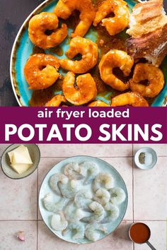 some food is on a blue plate and there are other foods in the bowl next to it