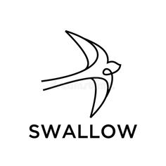 a black and white logo with the word swallow on it royalty images, stock photos