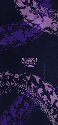 an advertisement with purple and black patterns on it