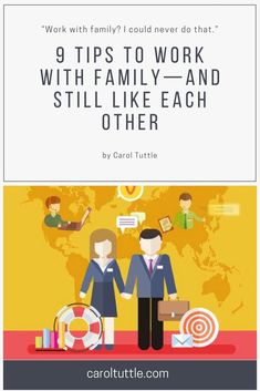 two people standing next to each other with the words 9 tips to work with family and still