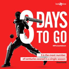 a man holding a baseball bat in front of a red background with the words 3 days to go