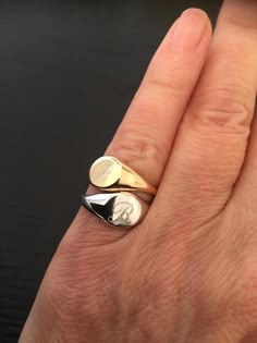 "Pinky ring, Engraved ring, Initial Ring, Personalized Ring Engraved Signet ring with Round Seal- Best quality 18k Gold Plate over sterling silver or sterling silver, Engraved 1-3 Initials Diameter: 0.7 mm = 0.27\" Please note in the \"notes to seller\" at checkout. : * state your ring size * letter you want to apper The product will arrive to you packed in gift box and padded envelope to maintain the product * This listing is for ONE ring only, multiple items in photos are just for presentation Engraved Rings Personalized, Pinky Rings For Women, Signet Ring Women, Engraved Signet Ring, Ring Initial, Bali Jewelry, Cute Engagement Rings, Mom Ring, Engraved Ring