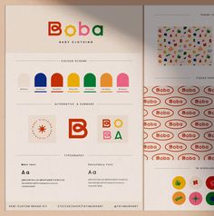 an open brochure with colorful designs on it